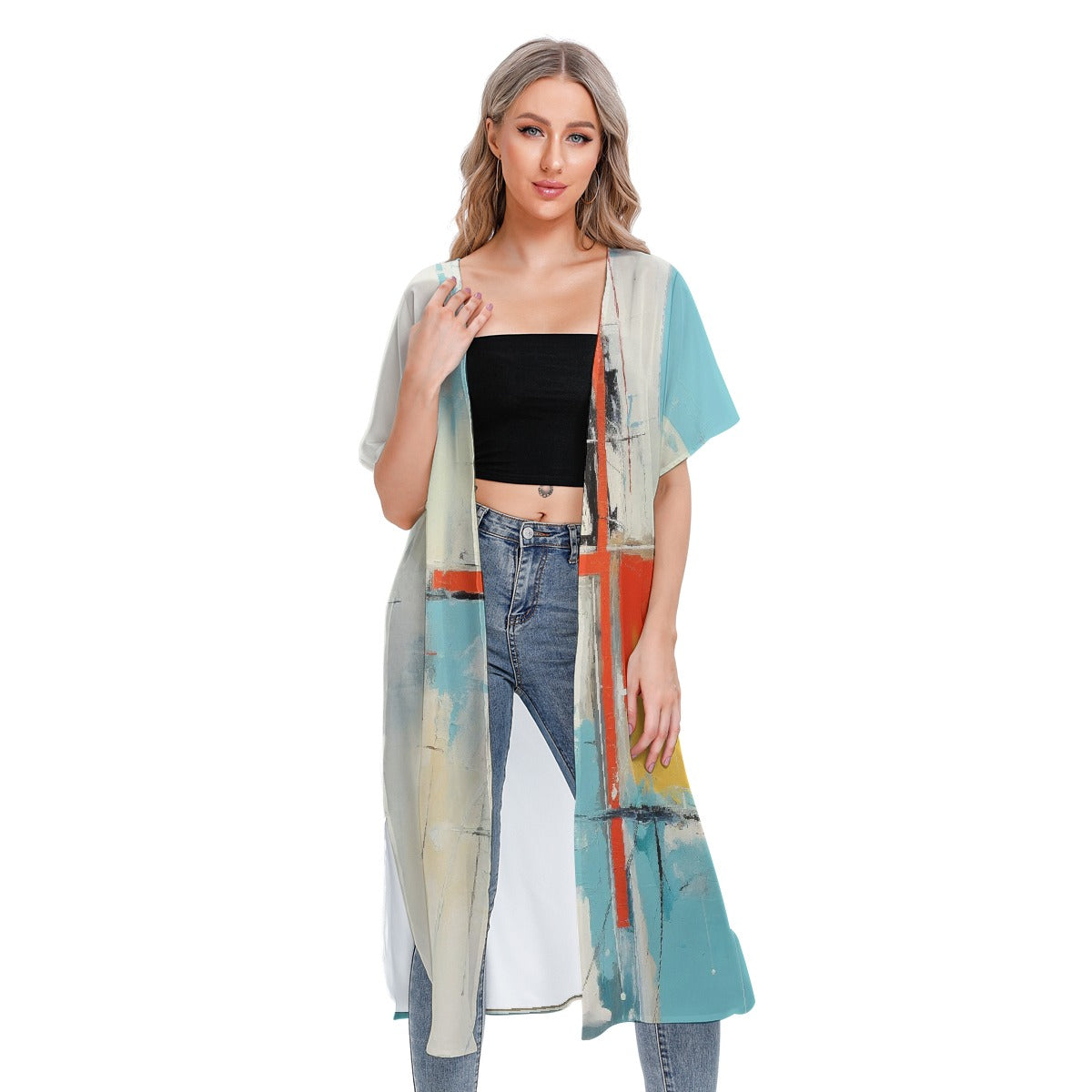 All-Over Print Women's Short Sleeve Cardigan