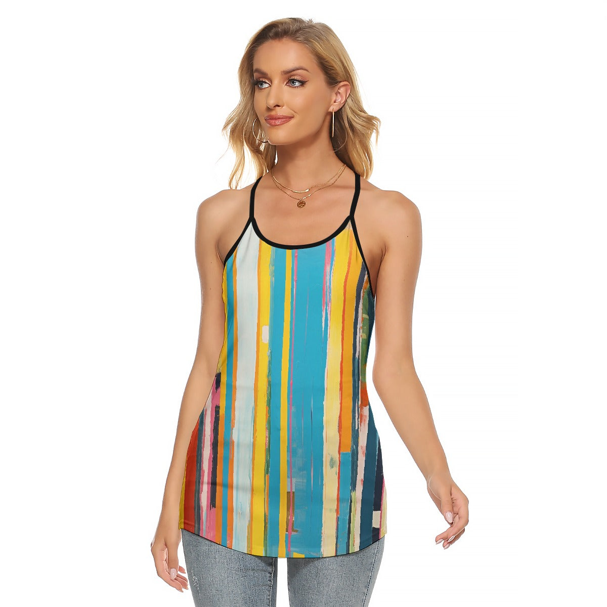 All-Over Print Women's Criss-Cross Open Back Tank Top
