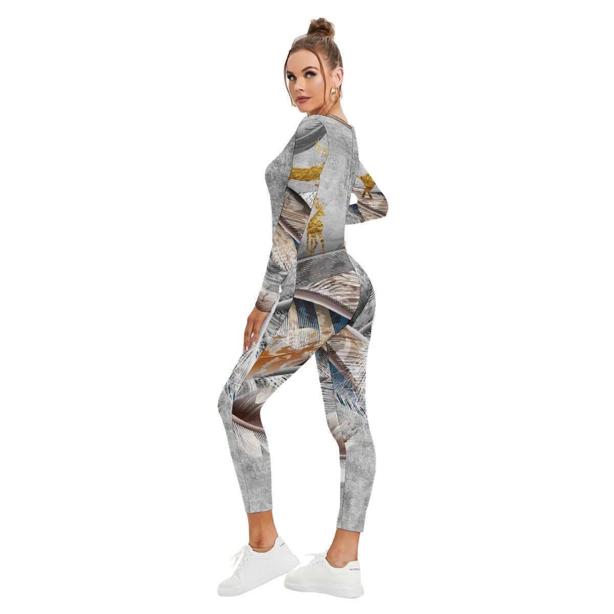 All-Over Print Women's Plunging Neck Jumpsuit