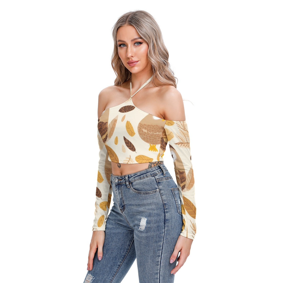 All-Over Print Women's Halter Lace-up Top
