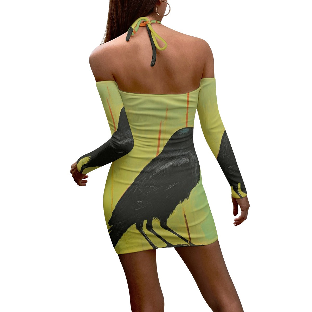 All-Over Print Women's Halter Lace-up Dress