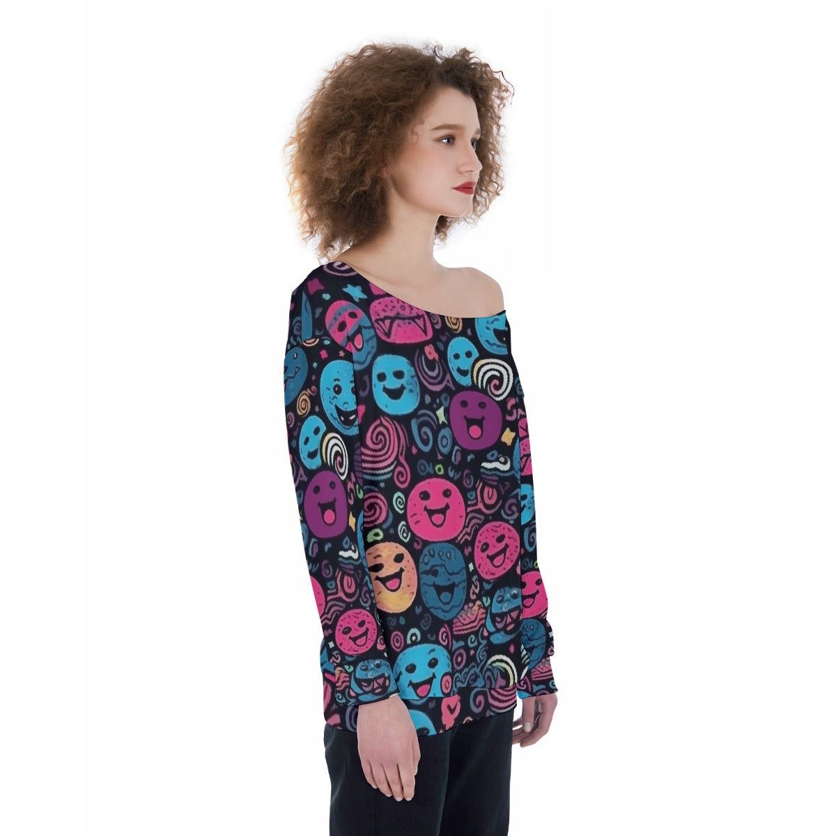 All-Over Print Oversized Women's Off-Shoulder Sweatshirt