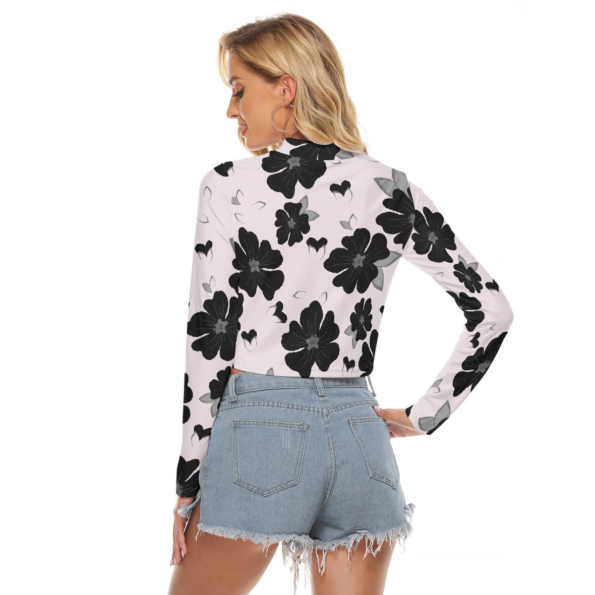 All-Over Print Women's Hollow Chest Keyhole Tight Crop Top