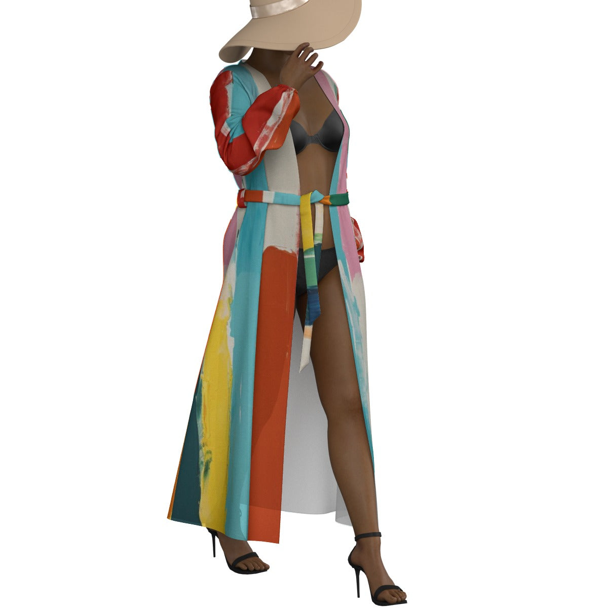 All-Over Print Women's Lace-up Chiffon Robe