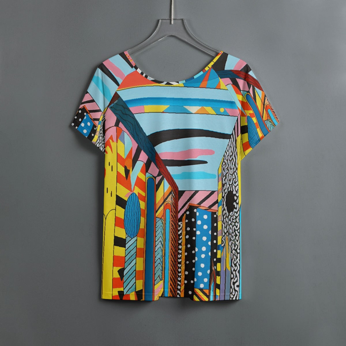 All-Over Print Women's Round Neck T-shirt With Raglan Sleeve
