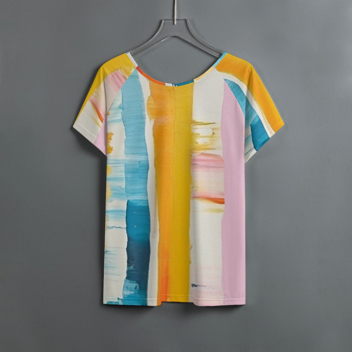All-Over Print Women's Round Neck T-shirt With Raglan Sleeve