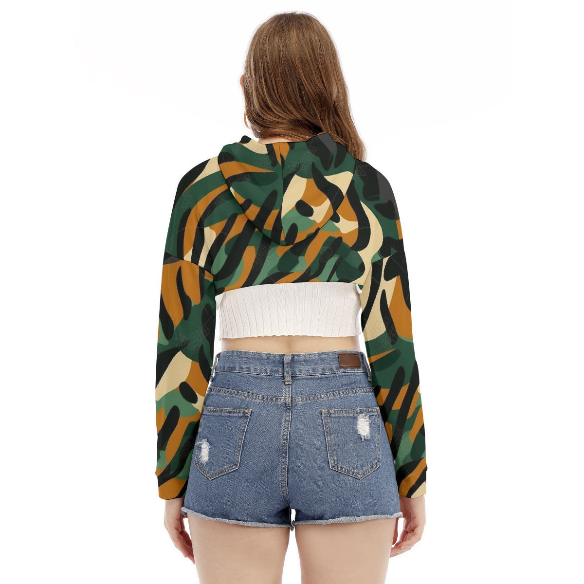 All-Over Print Women's Smock Short Hoodie With Long Sleeve