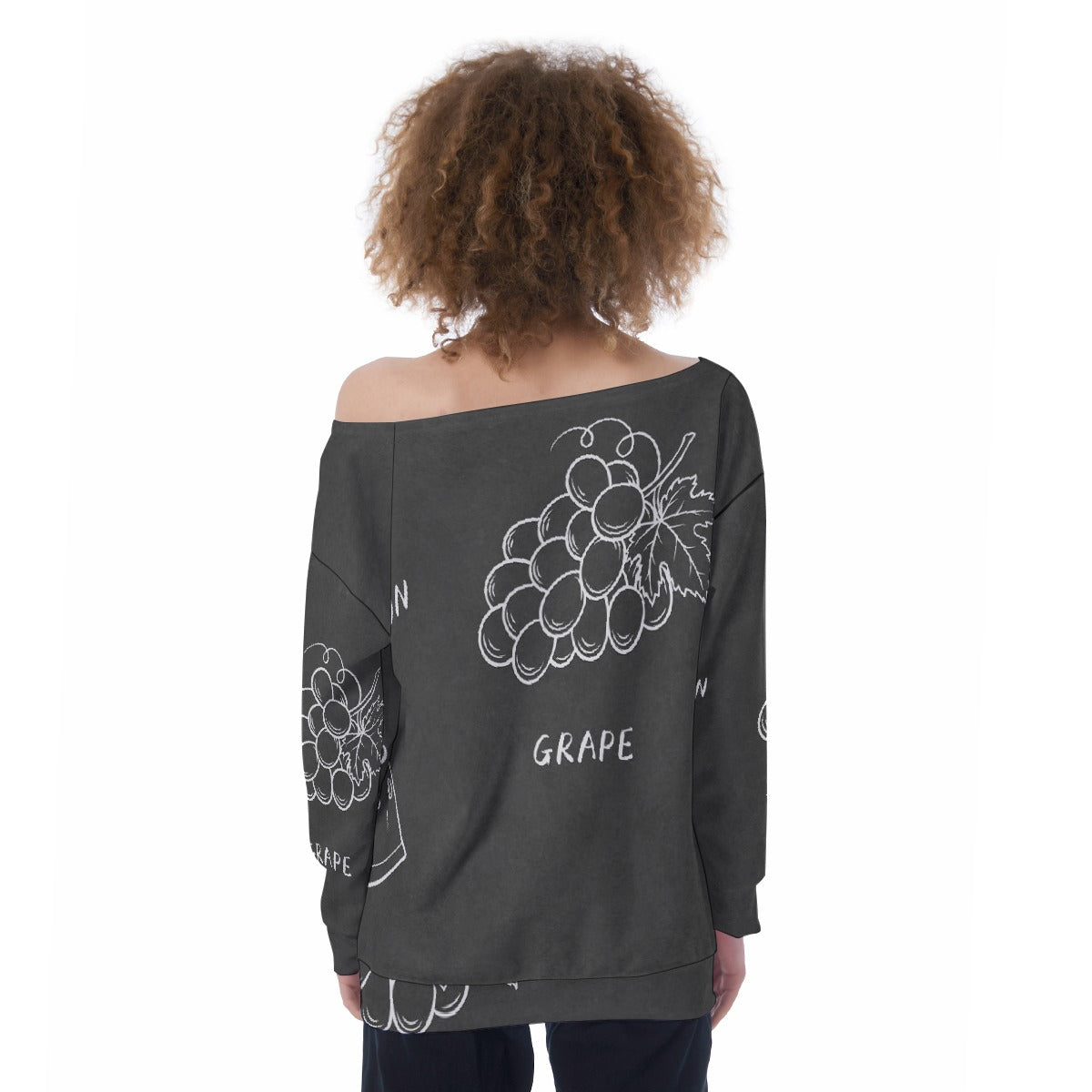 All-Over Print Oversized Women's Off-Shoulder Sweatshirt