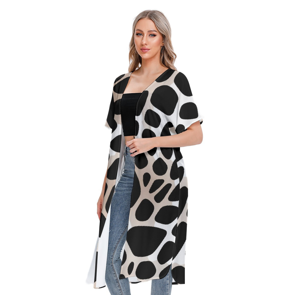 All-Over Print Women's Short Sleeve Cardigan