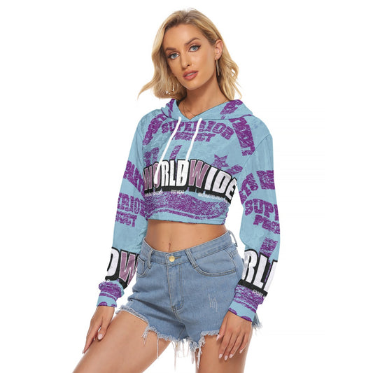 All-Over Print Women's Crop Top Hoodie|Velvet