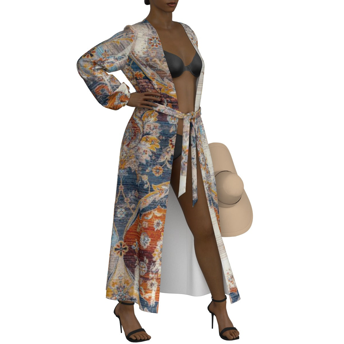 All-Over Print Women's Lace-up Chiffon Robe