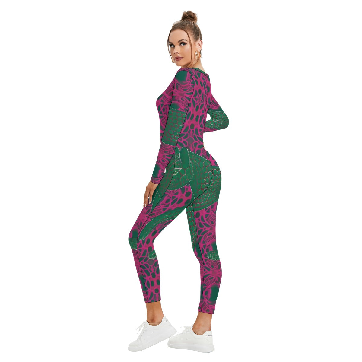 All-Over Print Women's Plunging Neck Jumpsuit