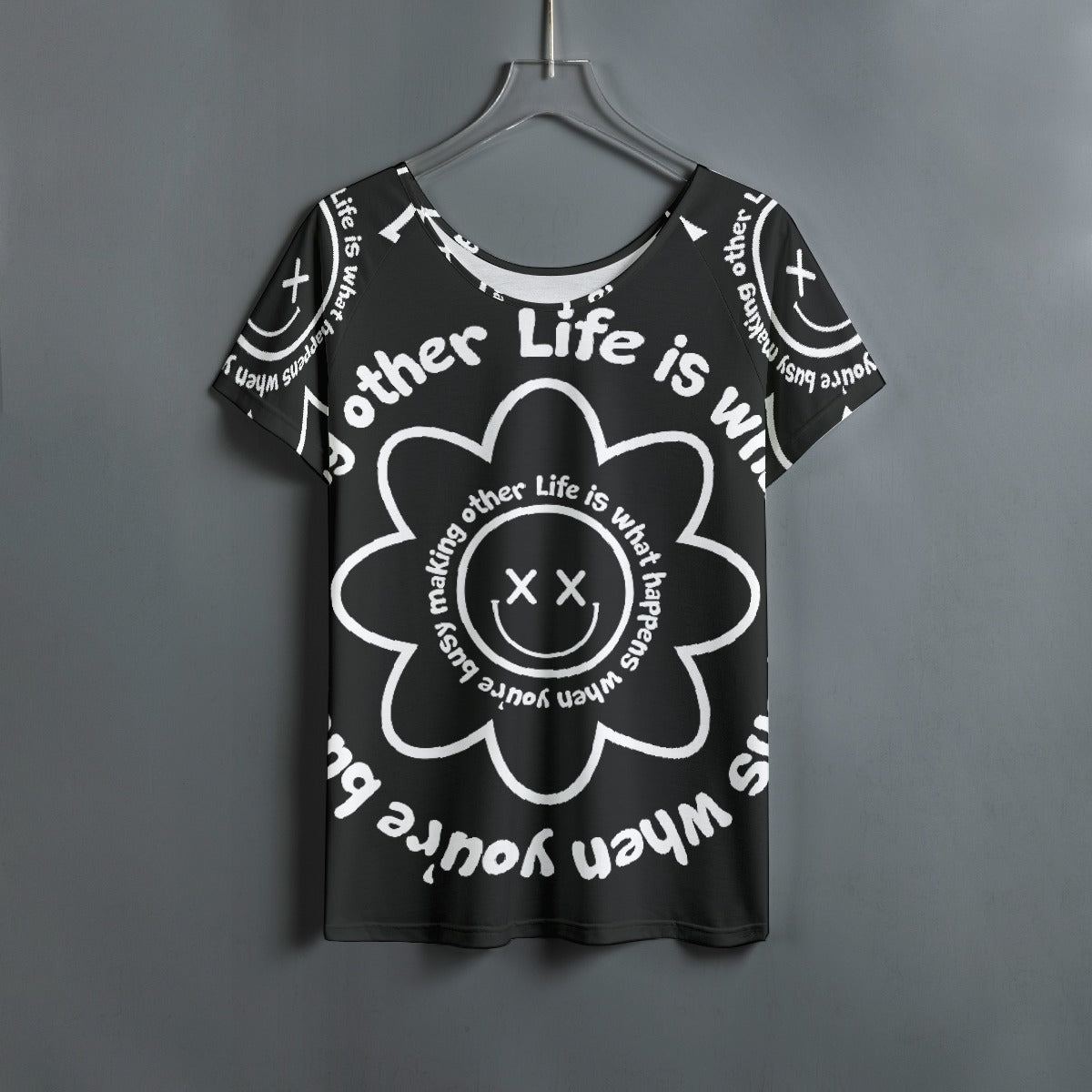 All-Over Print Women's Round Neck T-shirt With Raglan Sleeve