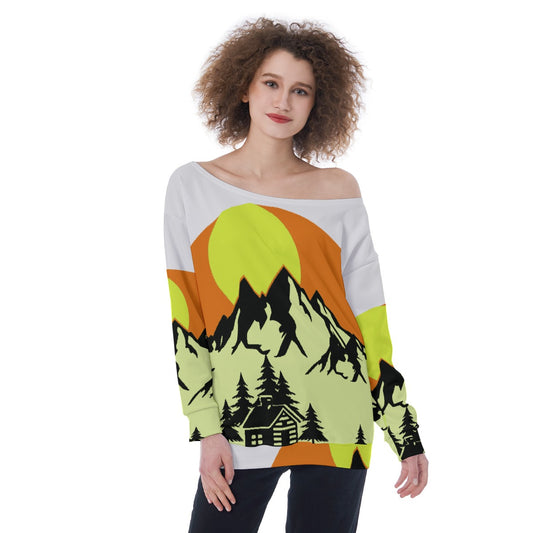 All-Over Print Oversized Women's Off-Shoulder Sweatshirt