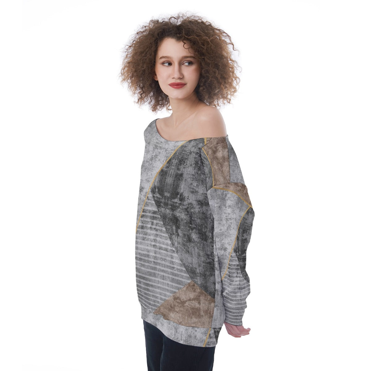 All-Over Print Oversized Women's Off-Shoulder Sweatshirt
