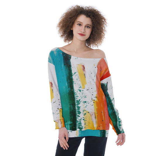 All-Over Print Oversized Women's Off-Shoulder Sweatshirt