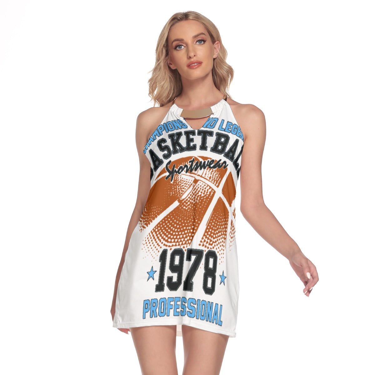 All-Over Print Women's Round Neck Above Knee Dress