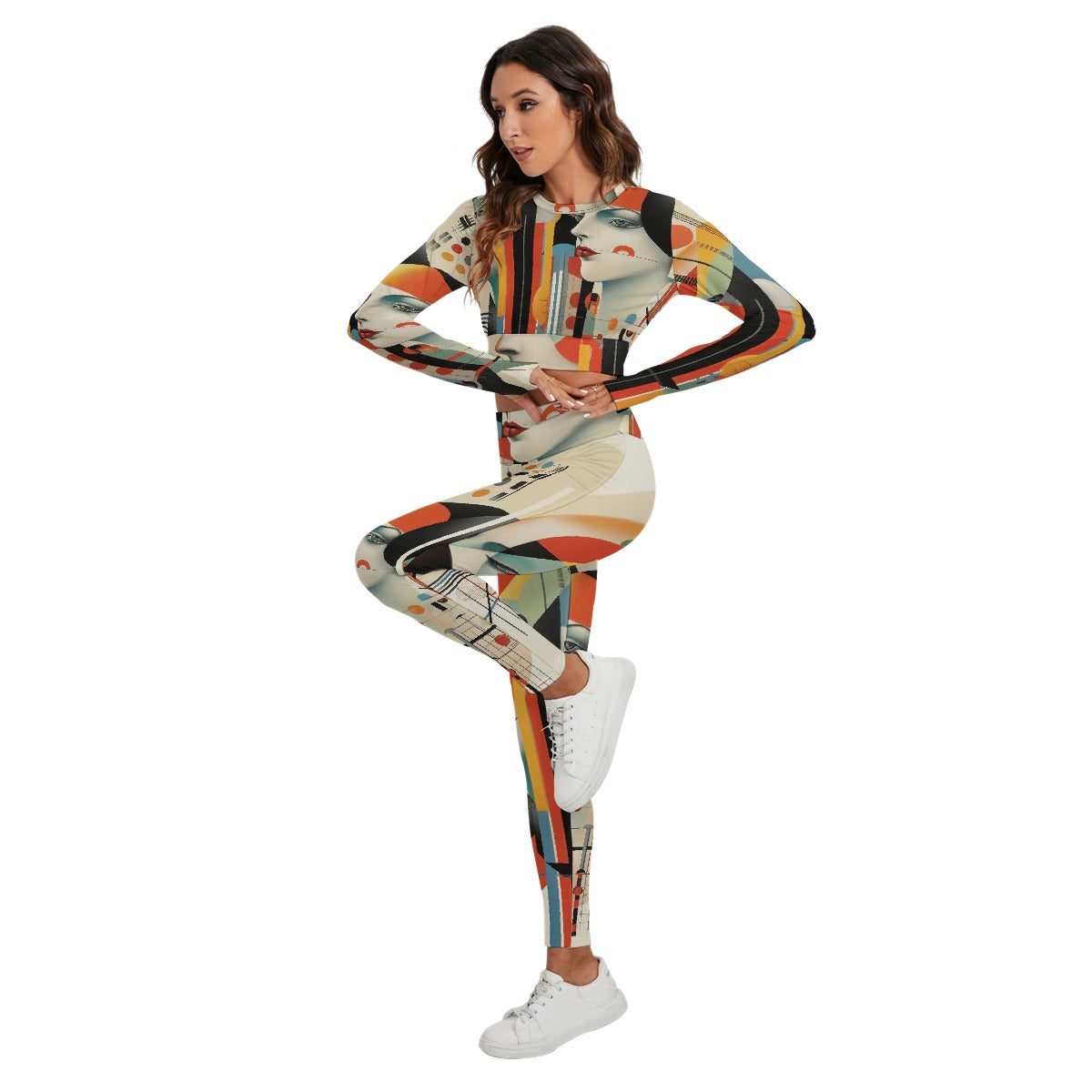 All-Over Print Women's Sport Set With Backless Top And Leggings