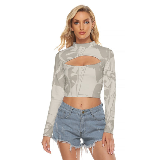All-Over Print Women's Hollow Chest Keyhole Tight Crop Top