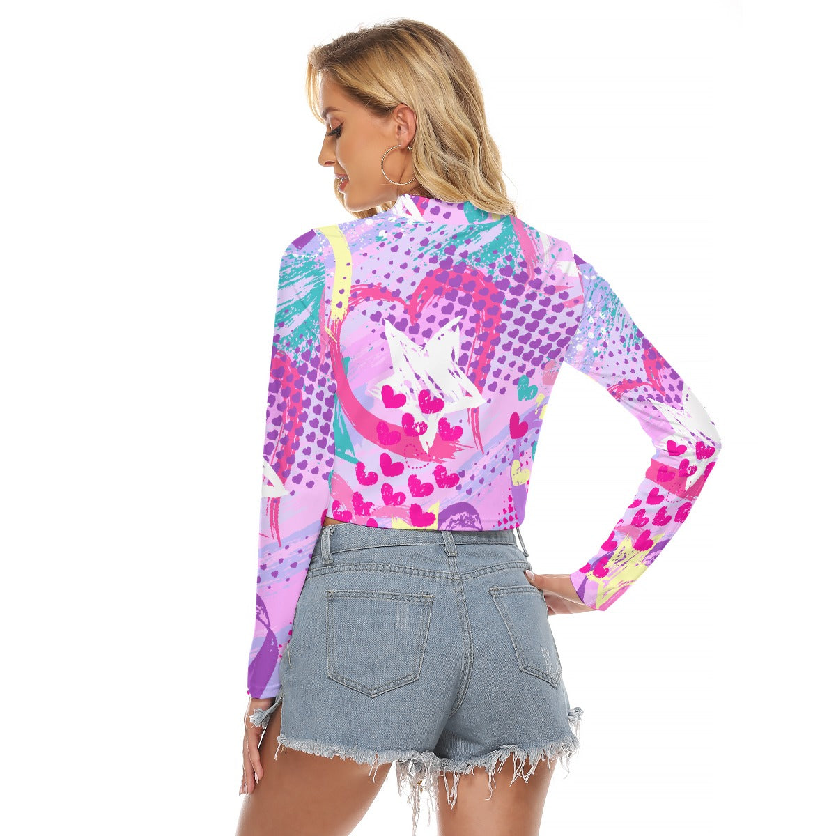 All-Over Print Women's Hollow Chest Keyhole Tight Crop Top