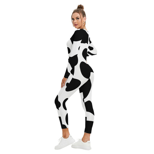 All-Over Print Women's Plunging Neck Jumpsuit