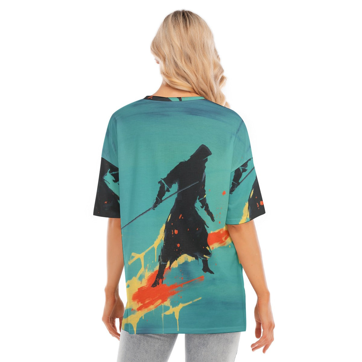 All-Over Print Women's Short Sleeves T-shirt With Hem Split