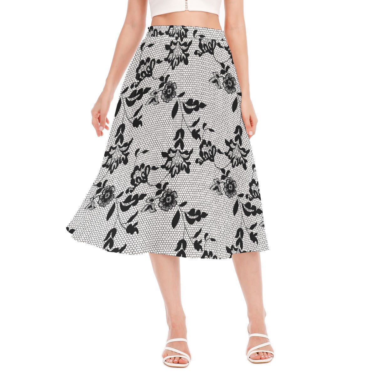 All-Over Print Women's Long Section Chiffon Skirt