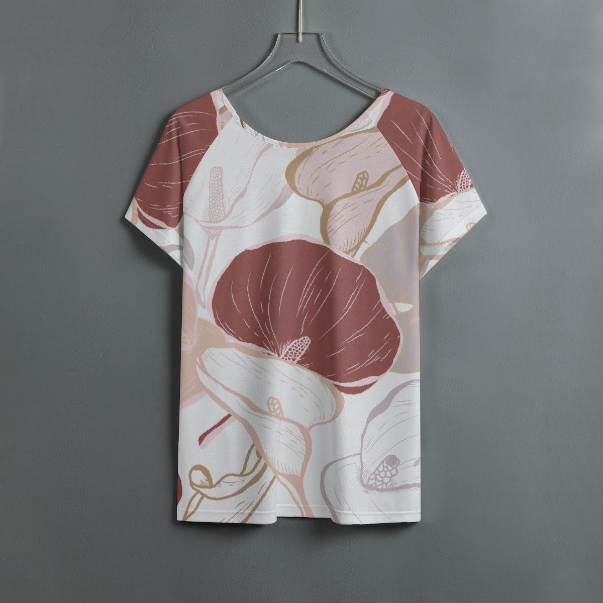 All-Over Print Women's Round Neck T-shirt With Raglan Sleeve
