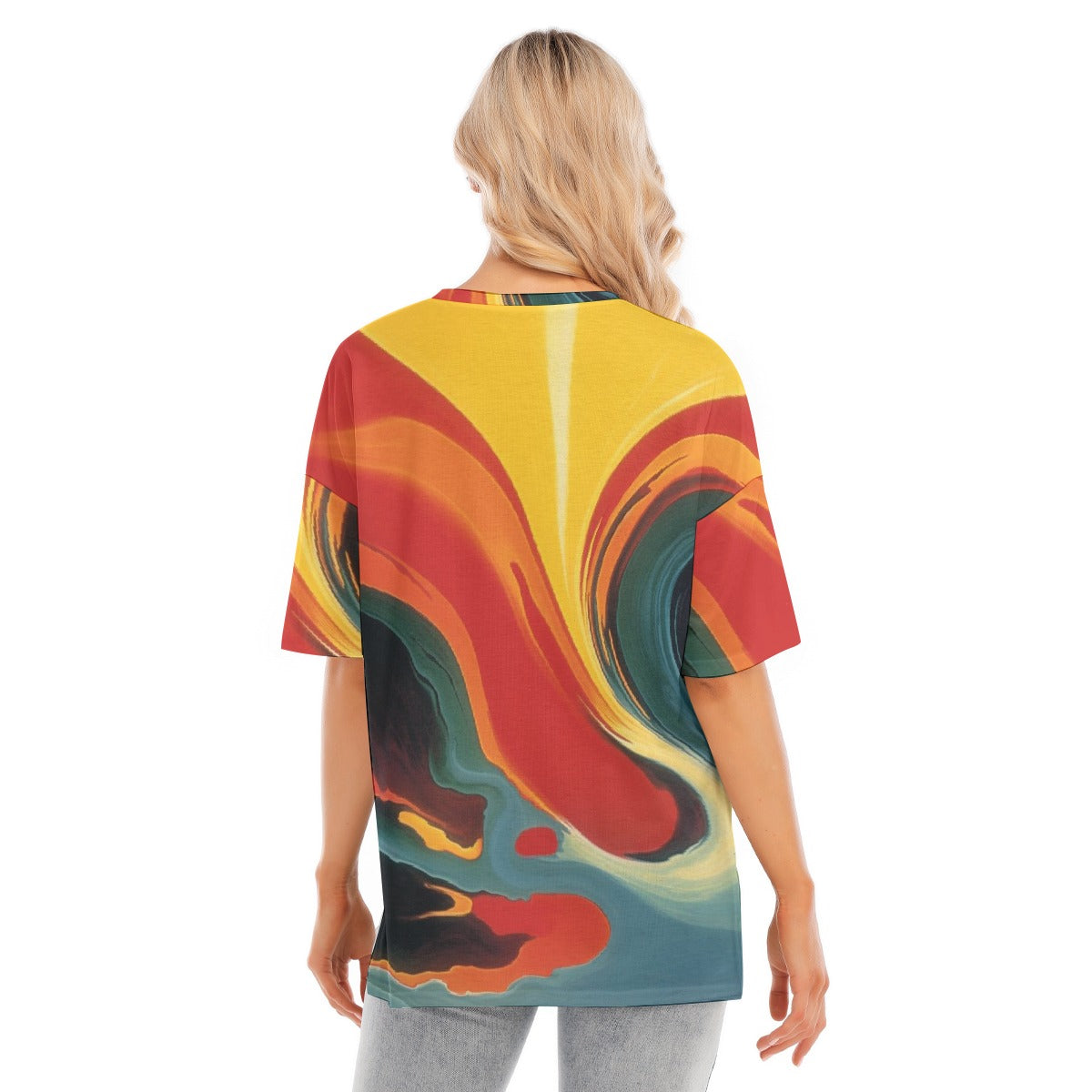 All-Over Print Women's Short Sleeves T-shirt With Hem Split