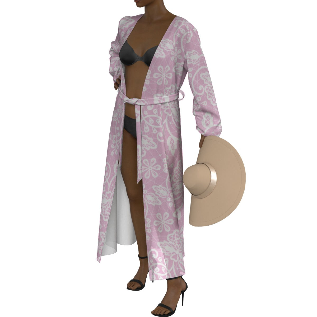 All-Over Print Women's Lace-up Chiffon Robe