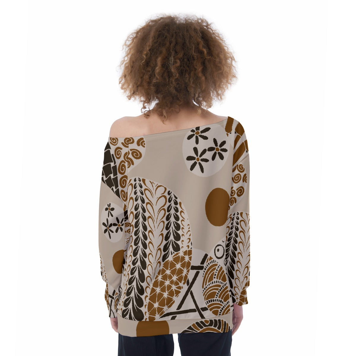 All-Over Print Oversized Women's Off-Shoulder Sweatshirt