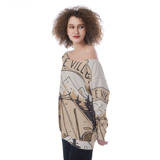 All-Over Print Oversized Women's Off-Shoulder Sweatshirt