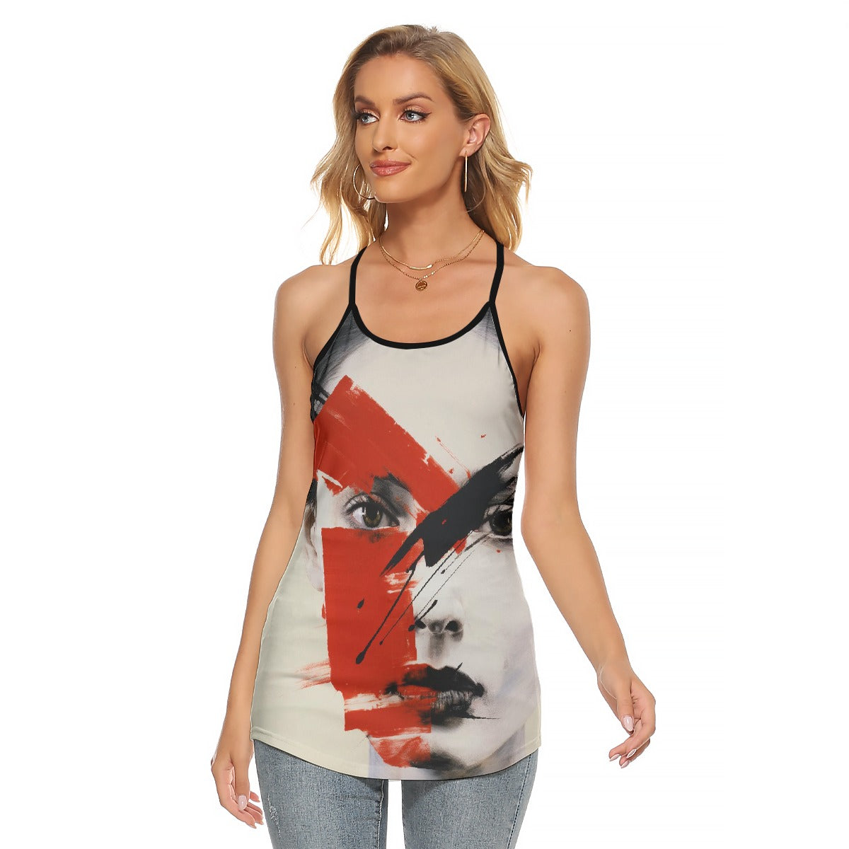 All-Over Print Women's Criss-Cross Open Back Tank Top