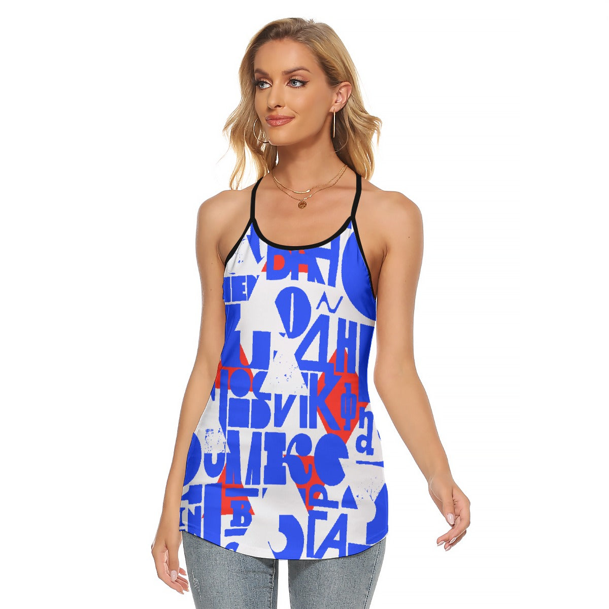 All-Over Print Women's Criss-Cross Open Back Tank Top