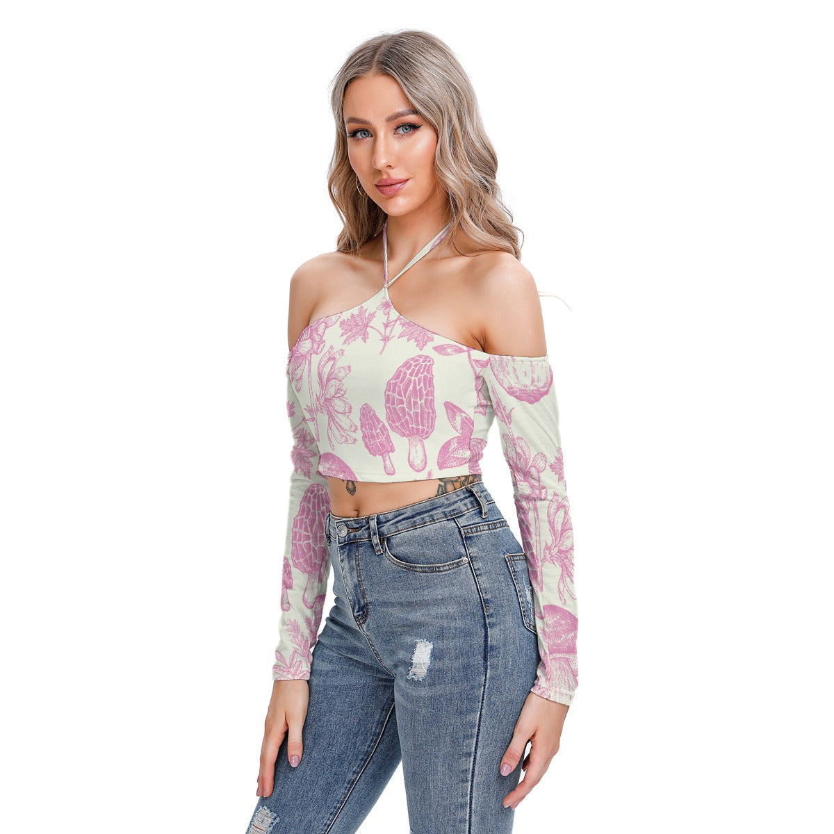All-Over Print Women's Halter Lace-up Top