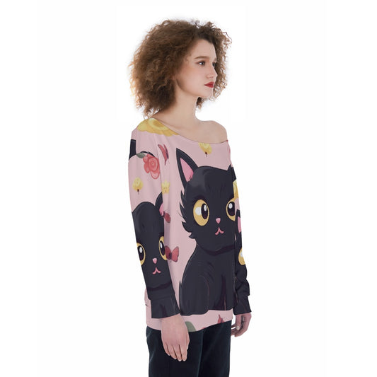 All-Over Print Oversized Women's Off-Shoulder Sweatshirt