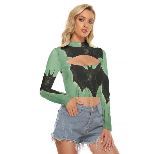 All-Over Print Women's Hollow Chest Keyhole Tight Crop Top