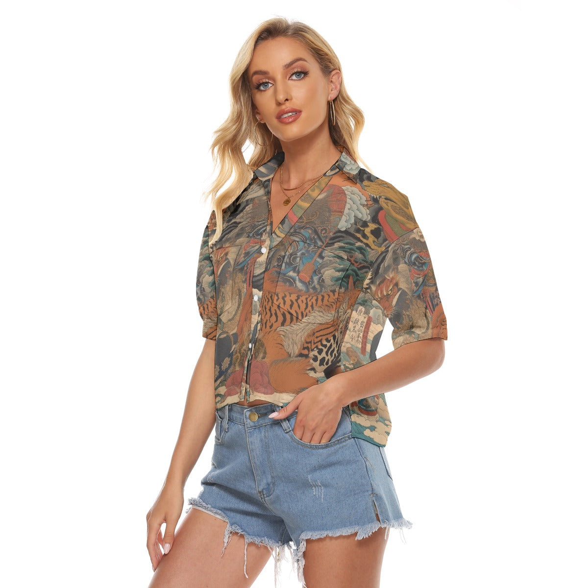 All-Over Print Women's V-neck Shirts