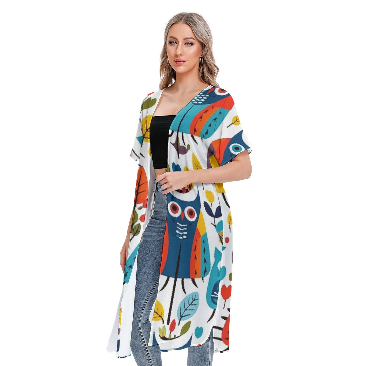 All-Over Print Women's Short Sleeve Cardigan