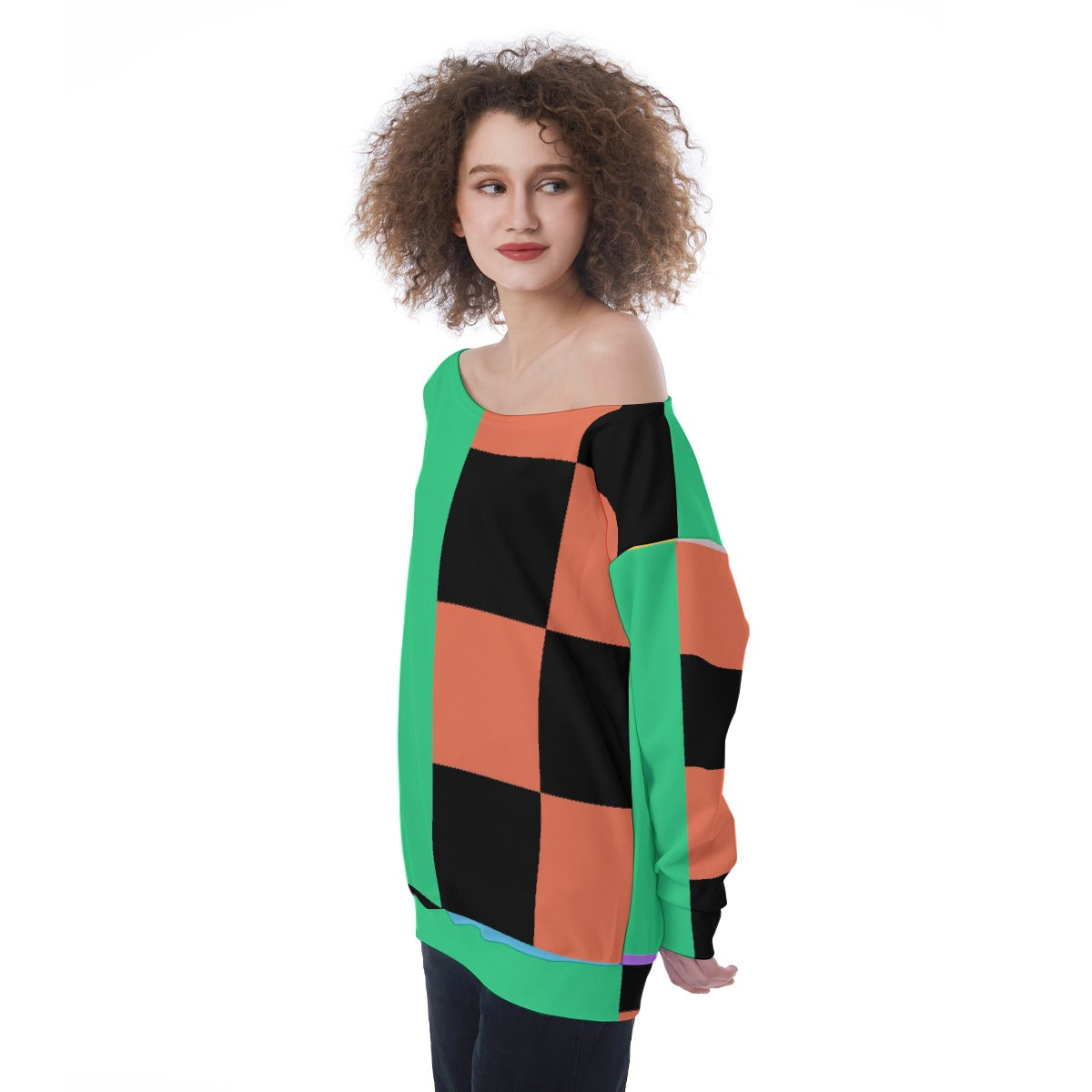 All-Over Print Oversized Women's Off-Shoulder Sweatshirt