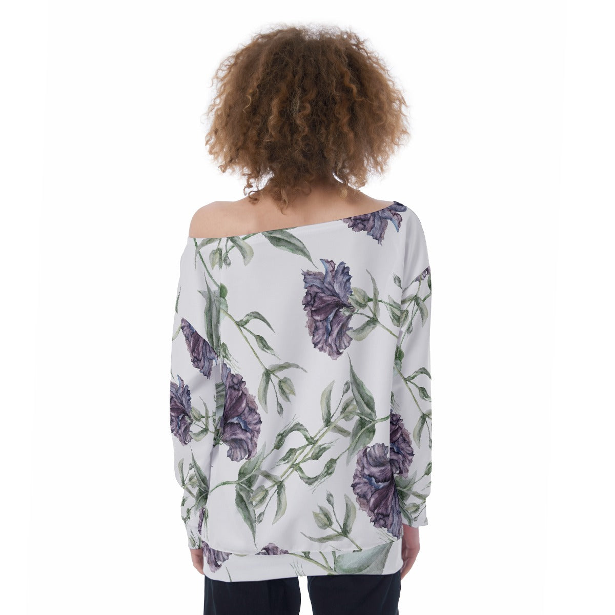 All-Over Print Oversized Women's Off-Shoulder Sweatshirt