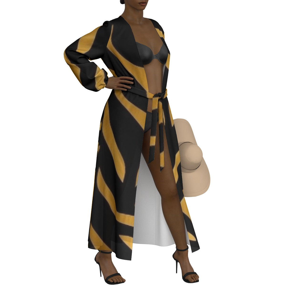 All-Over Print Women's Lace-up Chiffon Robe