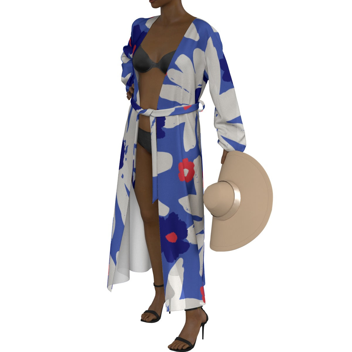 All-Over Print Women's Lace-up Chiffon Robe