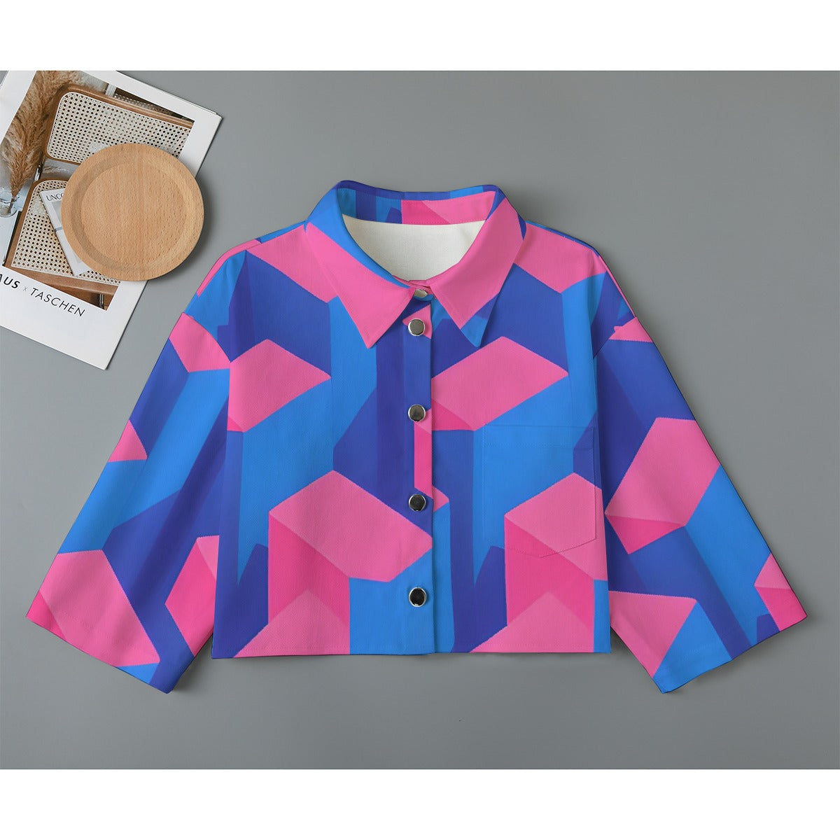 All-Over Print Women's Cropped Jacket | 245GSM Cotton