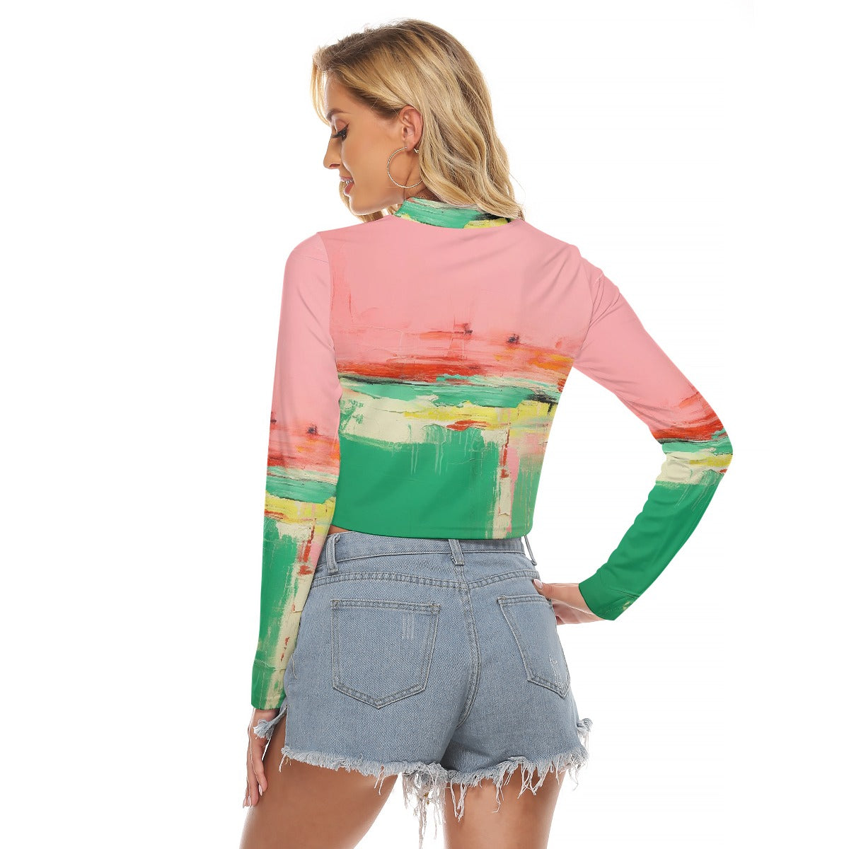 All-Over Print Women's Hollow Chest Keyhole Tight Crop Top