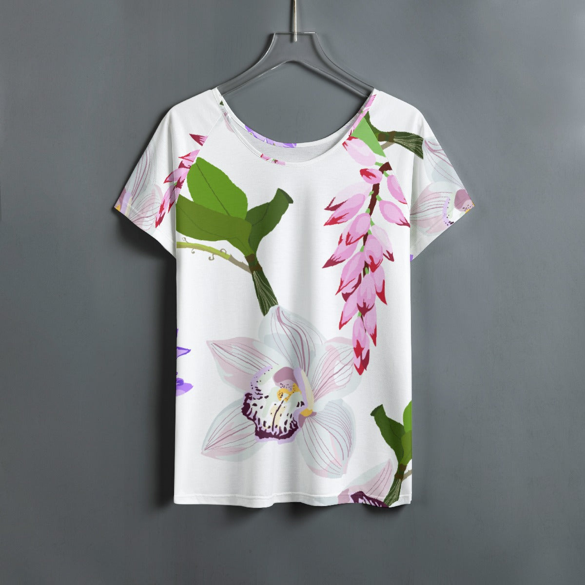 All-Over Print Women's Round Neck T-shirt With Raglan Sleeve