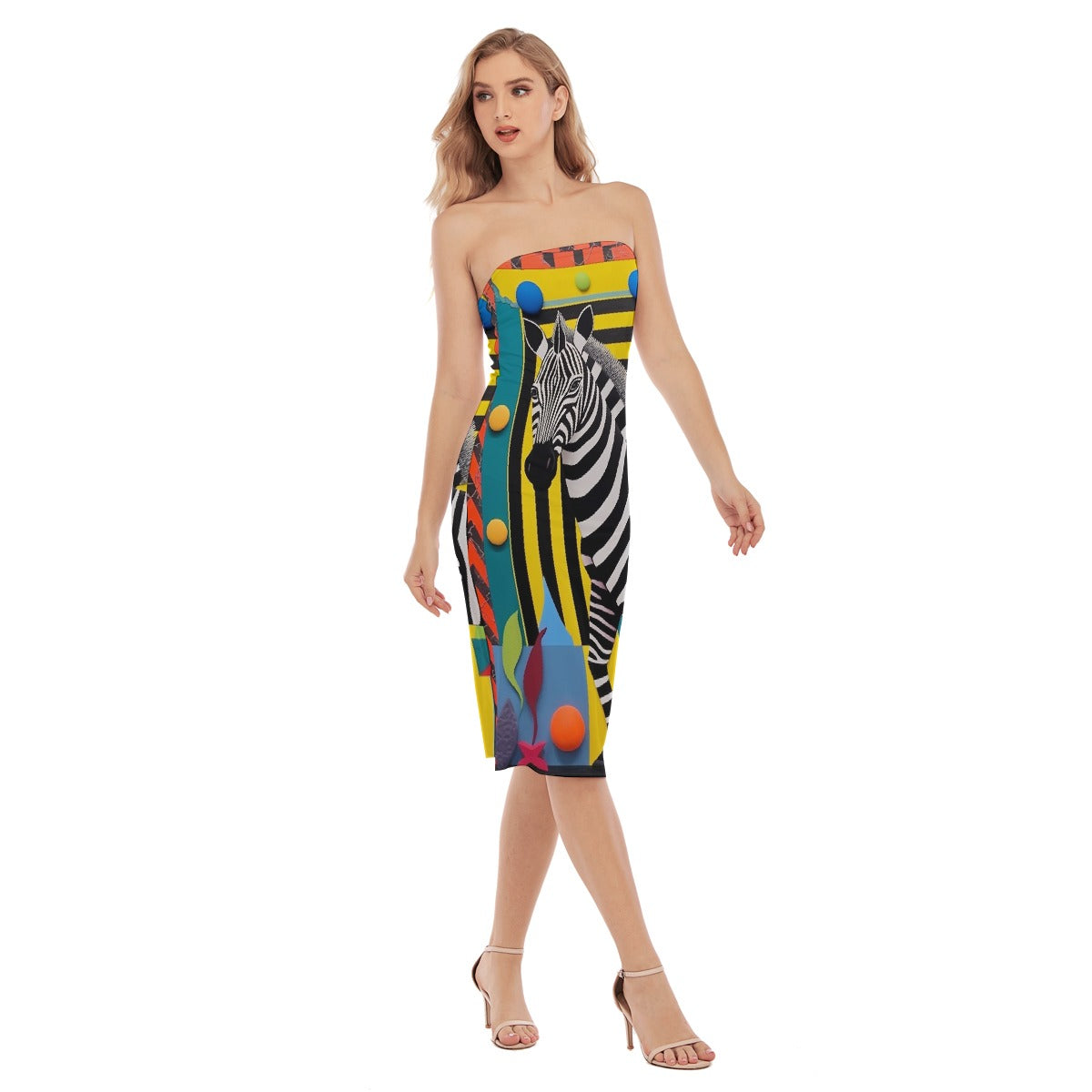 All-Over Print Women's Side Split Tube Top Dress