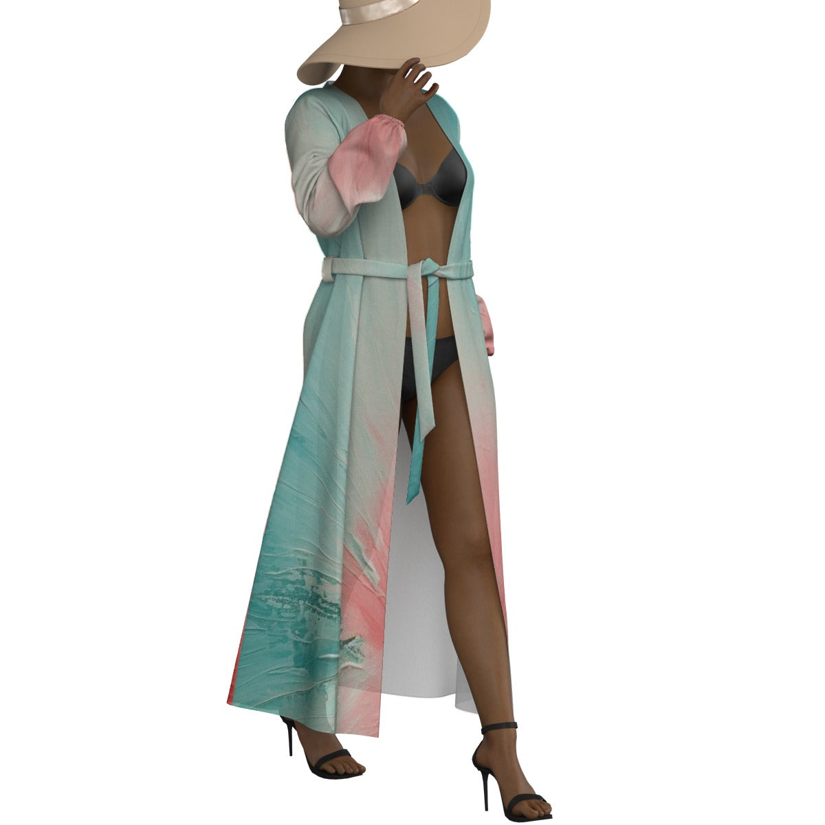 All-Over Print Women's Lace-up Chiffon Robe