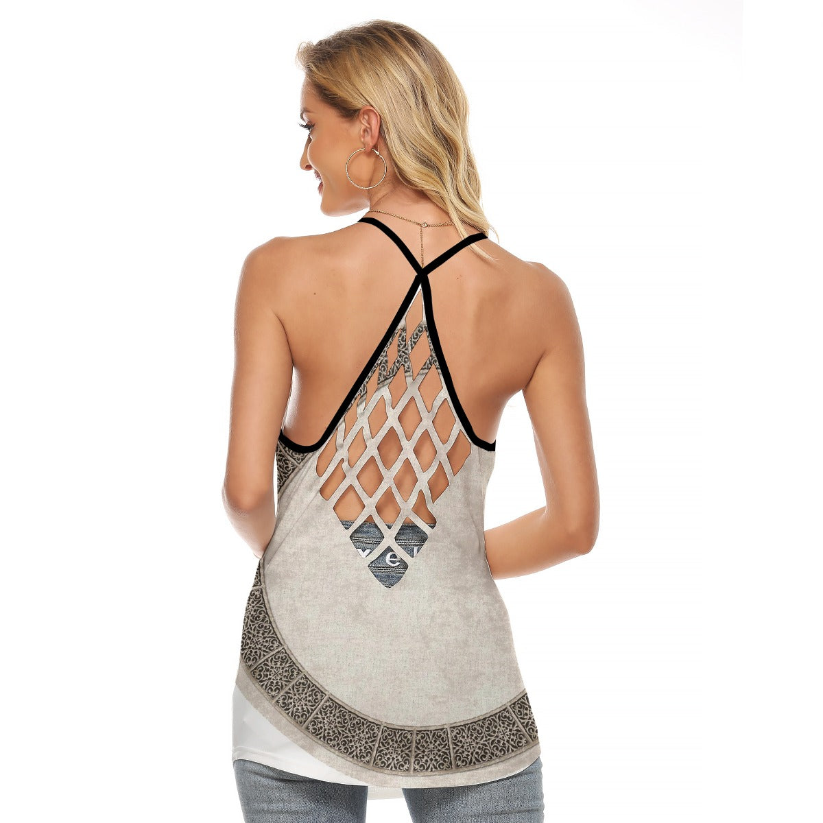 All-Over Print Women's Criss-Cross Open Back Tank Top