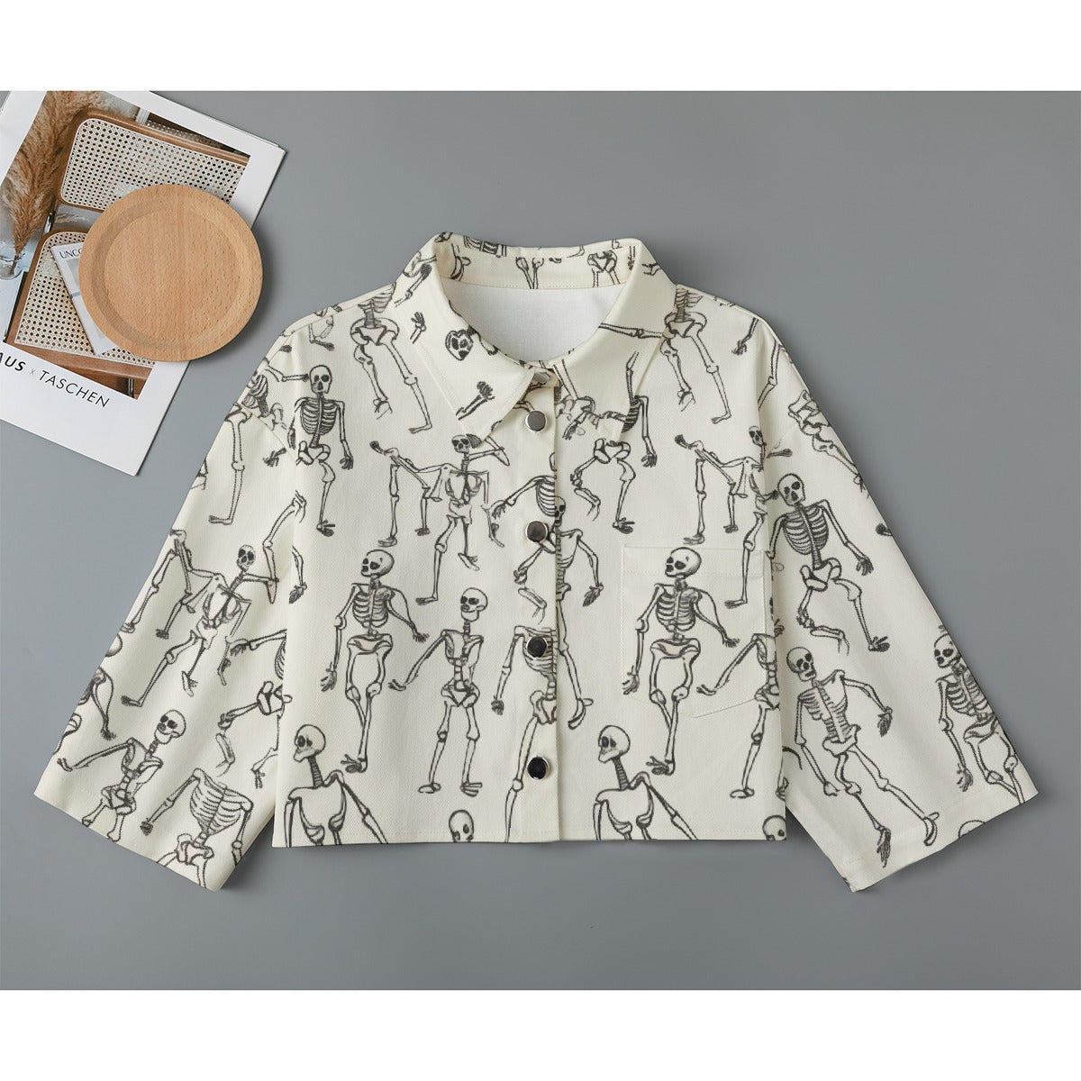 All-Over Print Women's Cropped Jacket | 245GSM Cotton